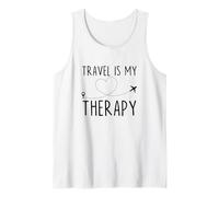 Viajar es mi Terapia Viajero Wanderlust Adventure Explorar Camiseta sin Mangas