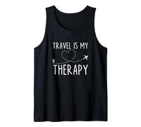 Viajar es mi Terapia Viajero Wanderlust Adventure Explorar Camiseta sin Mangas