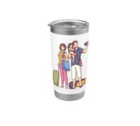 Viajar Familia Dibujos Animados Vaso térmico de acero inoxidable de doble pared