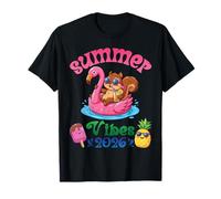 Viaje a la Playa con Flotador de Ardilla y Flamenco Summer Vibes 2026 Camiseta