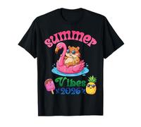 Viaje a la Playa de hámster con Flotador de Flamenco Summer Vibes 2026 Camiseta