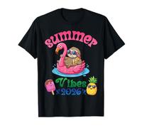 Viaje a la Playa de Perezoso con Flotador de Flamenco en Summer Vibes 2026 Camiseta