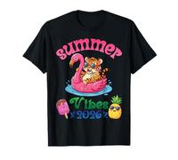 Viaje a la Playa de Tiger with Flamingo Float Summer Vibes 2026 Camiseta