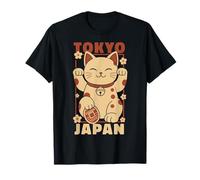 Viaje a Tokio Japón Maneki Neko Lucky Cat Vintage Art Travel Camiseta