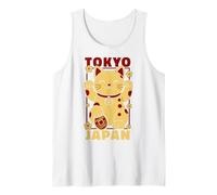 Viaje a Tokio Japón Maneki Neko Lucky Cat Vintage Art Travel Camiseta sin Mangas