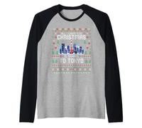 Viaje a Tokio Japón Navidad Feo suéter de Navidad Skyline Camiseta Manga Raglan