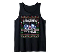 Viaje a Tokio Japón Navidad Feo suéter de Navidad Skyline Camiseta sin Mangas