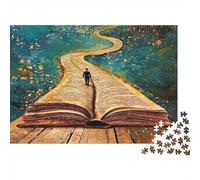 Viaje Camino Libro Puzzle para Adultos Educativo Hombre Caminando sobre Camino de Libros 1000 Piezas Adecuado para Desestresarse 38x26cm/1000pzs