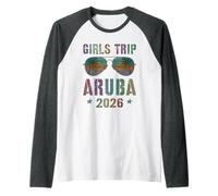 Viaje Chicas Vintage Aruba 2026 Viajes Vacaciones Camiseta Manga Raglan