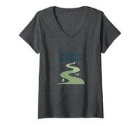 Viaje de Bienestar: Camino Consciente hacia la Salud y el Equilibrio Camiseta Cuello V, Mujer, Jaspeado Oscuro, M
