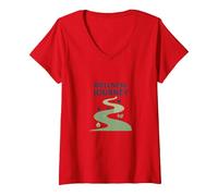 Viaje de Bienestar: Camino Consciente hacia la Salud y el Equilibrio Camiseta Cuello V, Mujer, Rojo, L