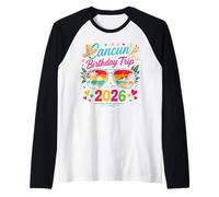 Viaje de cumpleaños a Cancún 2026 México Vacaciones Playa Cabo Lucas Camiseta Manga Raglan