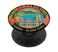 Viaje de IDA y Vuelta a Honolulú, Hawái, Regalo turístico de la Ciudad PopSockets PopGrip Adhesivo