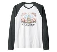 Viaje de Recuerdos artísticos emblemáticos de los cerezos en Flor de Washington DC Camiseta Manga Raglan