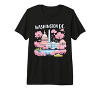 Viaje de Recuerdos artísticos emblemáticos de los cerezos en Flor de Washington DC Camiseta Premium