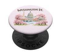 Viaje de Recuerdos artísticos emblemáticos de los cerezos en Flor de Washington DC PopSockets PopGrip Adhesivo