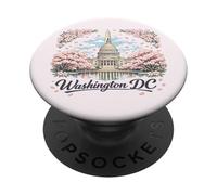 Viaje de Recuerdos artísticos emblemáticos de los cerezos en Flor de Washington DC PopSockets PopGrip Adhesivo