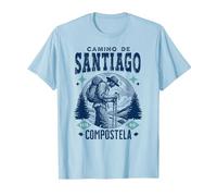 Viaje del Camino de Santiago Compostela, Experiencia Espiritual Camiseta, Hombre, Azul Bebé, L