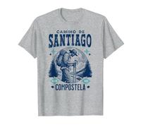 Viaje del Camino de Santiago Compostela, Experiencia Espiritual Camiseta, Hombre, Gris Jaspeado, 4XL