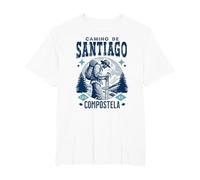 Viaje del Camino de Santiago Compostela, Experiencia Espiritual Camiseta, Hombre Tallas Grandes, Blanco, 5X Alto