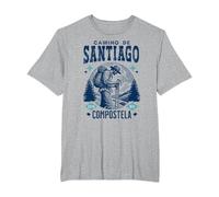 Viaje del Camino de Santiago Compostela, Experiencia Espiritual Camiseta, Hombre Tallas Grandes, Gris Jaspeado, 5X Alto