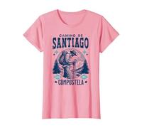 Viaje del Camino de Santiago Compostela, Experiencia Espiritual Camiseta, Mujer, Rosado, XXL