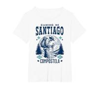 Viaje del Camino de Santiago Compostela, Experiencia Espiritual Camiseta, Mujer Tallas Grandes, Blanco, 6XL Grande