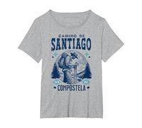 Viaje del Camino de Santiago Compostela, Experiencia Espiritual Camiseta, Mujer Tallas Grandes, Gris Jaspeado, 5XL Grande