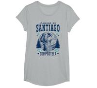 Viaje del Camino de Santiago Compostela, Experiencia Espiritual Camiseta, Niñas, Gris Jaspeado, XS