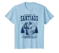 Viaje del Camino de Santiago Compostela, Experiencia Espiritual Camiseta, Niños, Azul Bebé, 4 años