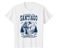 Viaje del Camino de Santiago Compostela, Experiencia Espiritual Camiseta, Niños, Blanco, 10 años