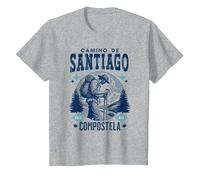 Viaje del Camino de Santiago Compostela, Experiencia Espiritual Camiseta, Niños, Gris Jaspeado, 4 años