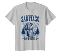 Viaje del Camino de Santiago Compostela, Experiencia Espiritual Camiseta, Niños, Plata, 10 años
