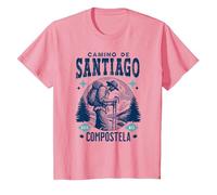 Viaje del Camino de Santiago Compostela, Experiencia Espiritual Camiseta, Niños, Rosado, 4 años