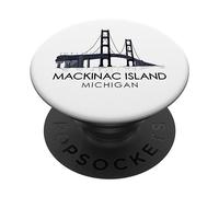 Viaje en Ferry de Mackinac Island Bridge Michigan Great Lakes Huron PopSockets PopGrip Adhesivo