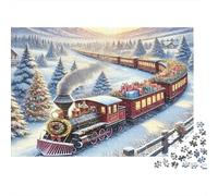 Viaje en Tren de Navidad Set De Rompecabezas 1000 Piezas para Apasionados, Cartón Reciclado,Winter Xmas Train Decoración Interior, Regalo Navideño Festivo, Reto Cerebral 70x50cm/1000pcs