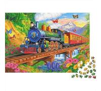 Viaje en Tren escénico 100% cartón Reciclado Tren de fantasía Colorido en el jardín Rompecabezas de 1000 Piezas para Adultos El desafío Imposible Regalo Divertido 52x38cm/1000 Piezas