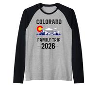 Viaje Familiar a Colorado 2026 con el Mapa de Denver, Bandera de Colorado, Partido de Recuerdo Camiseta Manga Raglan