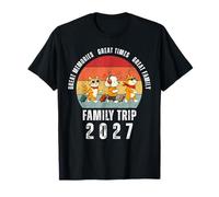 Viaje Familiar Vacaciones de Verano 2027 Coincidencia Grupo Retro Atardecer Camiseta