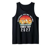 Viaje Familiar Vacaciones de Verano 2027 Coincidencia Grupo Retro Atardecer Camiseta sin Mangas