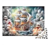 Viaje fantasía Rompecabezas 1000 Piezas para Adultos, Cartón Reciclado,Cráneo del Barco Pirata Decoración Mural Hogareña, Regalo Día De Caja, Ocio Indoor 70x50cm/1000pcs