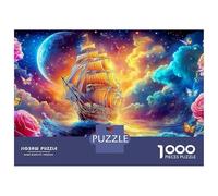Viaje Nocturno en velero 1000 Piezas Rompecabezas Clásico DecoracióN Familiar Barco Velero Cósmico Jigsaw Juegos Educativos para Regalo 52x38cm/1000pcs