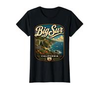 Viaje por Carretera a Big Sur California Big Sur por la Costa del Pacífico Camiseta gráfica económica, Mujer, Negro, XL