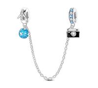 Viaje por el mundo Cadena de seguridad Charm, Charm para pulsera, compatible con Pandora Bracelet Neckalce