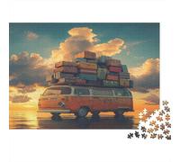 Viaje Retro Rompecabezas 1000 Piezas Papel para Adultos Grueso Eco Furgoneta Educativo Decoración Pared Regalo 70x50cm/1000pcs