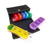 Viaje Semanal En Caso De La Píldora Pastillero 28 Compartimentos Con Bolsa Organizador De Vitaminas Bolso Cuero PU Funda De Píldoras Viaje Para La Mañana Midi Tarde Dormir Caja De Pastillas Para