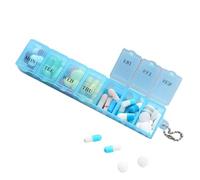 Viaje transparente organizador de píldoras - Función de siete compartimentos, dispositivo manual externo de 6 pulgadas, pieza de mantenimiento duradera resistente a la humedad, cierre sintético
