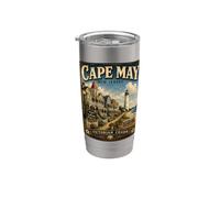 Viaje victoriano junto al mar en Cape May, Nueva Jersey, vintage Vaso térmico de acero inoxidable de doble pared