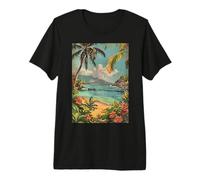 Viaje Vintage a Hawái Beach Cove, Estilo Retro de los años 60 Camiseta Premium