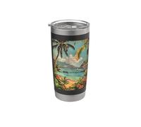 Viaje vintage a Hawái Beach Cove, estilo retro de los años 60 Vaso térmico de acero inoxidable de doble pared